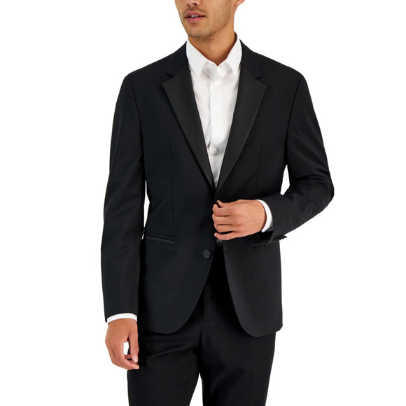 Hugo by Hugo Boss Men Wool Blend Super Flex Stretch Tuxedo Jacket Black Size 40R - Picture 1 of 5
